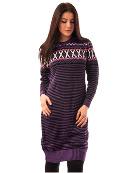 Rochie Tricotata Cu Model Buffalo Mov Si Negru