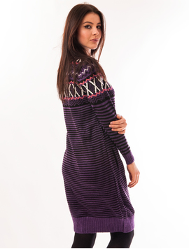Rochie Tricotata Cu Model Buffalo Mov Si Negru