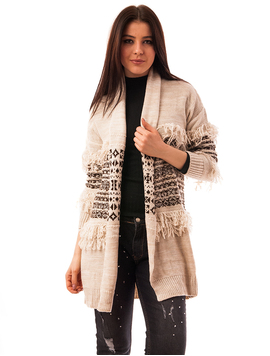 Cardigan Dama Cu Franjuri Space Bej