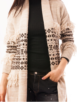 Cardigan Dama Cu Franjuri Space Bej