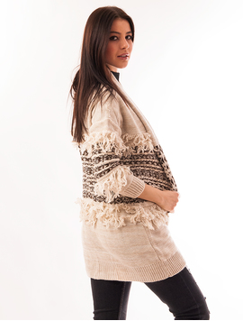 Cardigan Dama Cu Franjuri Space Bej