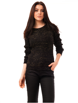 Pulover Dama Cu Fir Stralucitor Star Negru