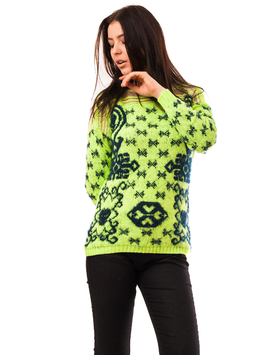 Pulover Dama Cu Model In Fata Code Verde Deschis