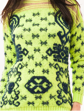Pulover Dama Cu Model In Fata Code Verde Deschis