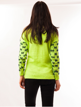 Pulover Dama Cu Model In Fata Code Verde Deschis