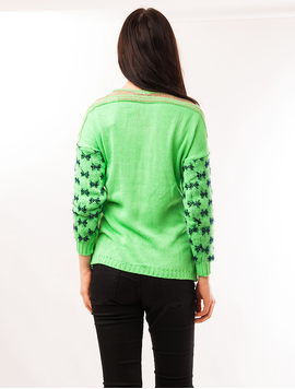 Pulover Dama Cu Model In Fata Code Verde