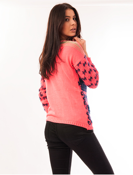 Pulover Dama Cu Model In Fata Code Fucsia