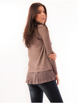 Cardigan Dama Cu Voal Si Pliuri Lady Bej