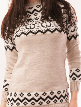 Pulover Dama Cu Oameni de Zapada Snow Crem