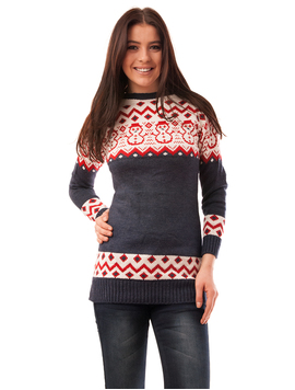 Pulover Dama Cu Oameni de Zapada Snow Bleumarin 