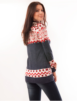 Pulover Dama Cu Oameni de Zapada Snow Bleumarin 