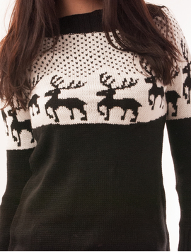 Pulover Dama Cu Reni Deer Negru 