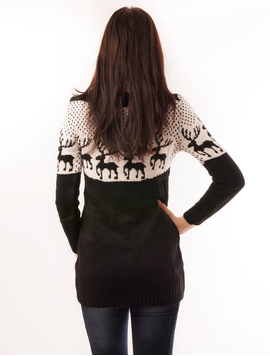 Pulover Dama Cu Reni Deer Negru 