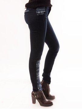 Jeans Dama Cu Model De Iarna Snowflakes Bleumarin