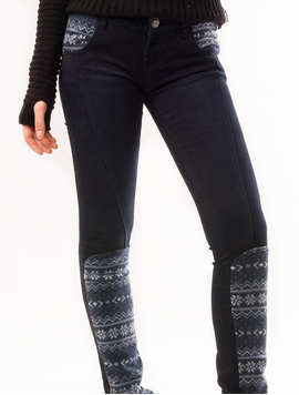Jeans Dama Cu Model De Iarna Snowflakes Bleumarin