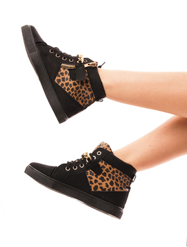 Ghete Dama Animal Print Cu Lant Trendy Negre