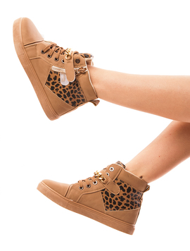 Ghete Dama Animal Print Cu Lant Trendy Kaki
