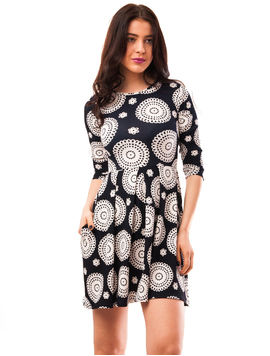 Rochie Cu Imprimeu Moody Alb Si Negru