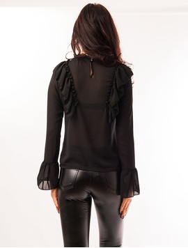 Bluza Dama Din Voal Cu Volanase Beautiful Neagra