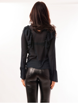 Bluza Dama Din Voal Cu Volanase Beautiful Albastru Inchis