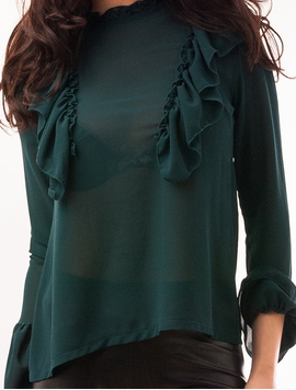 Bluza Dama Din Voal Cu Volanase Beautiful Verde