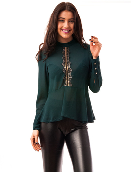 Bluza Dama Din Voal Cu Dantela Delicate Verde