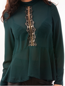 Bluza Dama Din Voal Cu Dantela Delicate Verde