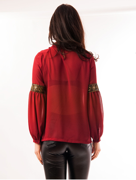 Bluza Dama Din Voal Cu Paiete Baby Doll Grena