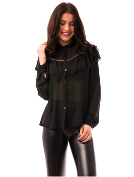 Camasa Dama Cu Volanase Feeling Neagra