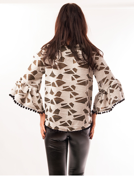 Bluza Dama Cu Ciucuri La Baza Wild Bej