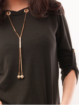 Bluza Dama Din Tricot Cu Siret Si Colier Sydney Neagra