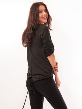 Bluza Dama Din Tricot Cu Siret Si Colier Sydney Neagra