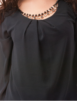 Bluza Dama Din Voal Cu Colier Brave Bleumarin