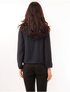 Bluza Dama Din Voal Cu Colier Brave Bleumarin