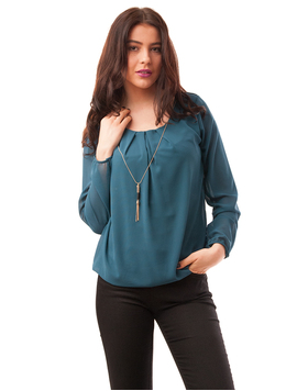 Bluza Dama Din Voal Cu Lantisor Lung River Turcoaz