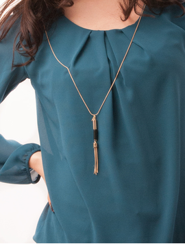 Bluza Dama Din Voal Cu Lantisor Lung River Turcoaz