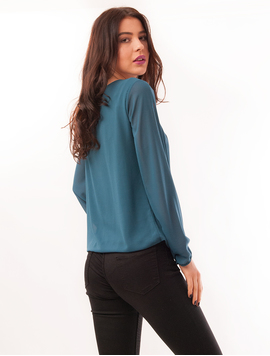 Bluza Dama Din Voal Cu Lantisor Lung River Turcoaz