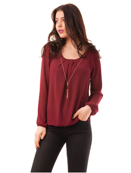 Bluza Dama Din Voal Cu Lantisor Lung River Grena