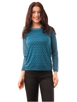 Bluza Dama Din Dantela Cu Model Geometric Visual Turcoaz