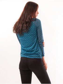 Bluza Dama Din Dantela Cu Model Geometric Visual Turcoaz