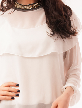 Bluza Dama Din Voal Cu Strasuri Waves Alba
