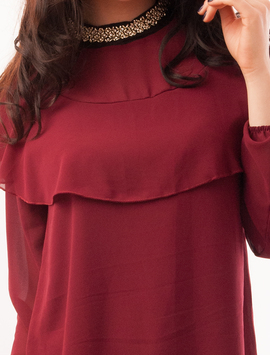 Bluza Dama Din Voal Cu Strasuri Waves Grena