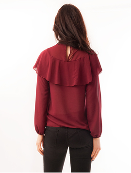 Bluza Dama Din Voal Cu Strasuri Waves Grena