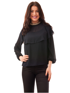 Bluza Dama Din Voal Cu Strasuri Waves Bleumarin