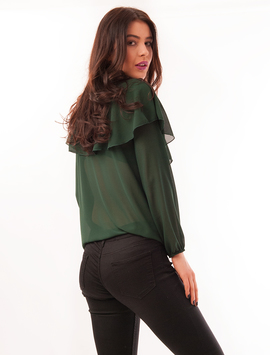 Bluza Dama Din Voal Cu Strasuri Waves Verde