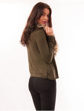 Cardigan Dama Cu Guler Din Blanita Fox Kaki