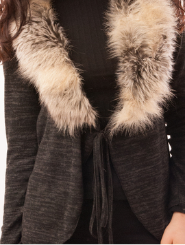 Cardigan Dama Cu Guler Din Blanita Fox Negru