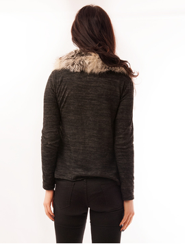 Cardigan Dama Cu Guler Din Blanita Fox Negru