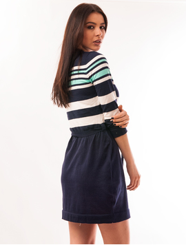 Rochie Din Tricot In Dungi All Way Bleumarin Si Turcoaz