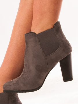 Botine Dama Cu Toc Si Elastic Trash Gri